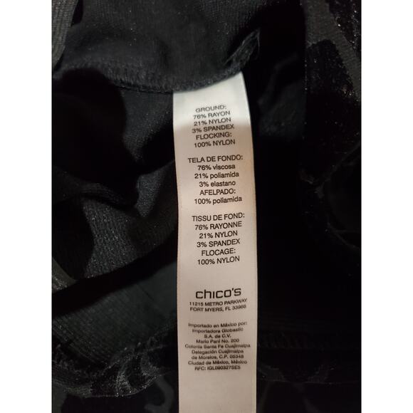 Chico's Juliet Black Velvet Floral Flocked Ankle Pants Womens 4 S Ultimate Fit - Picture 9 of 12